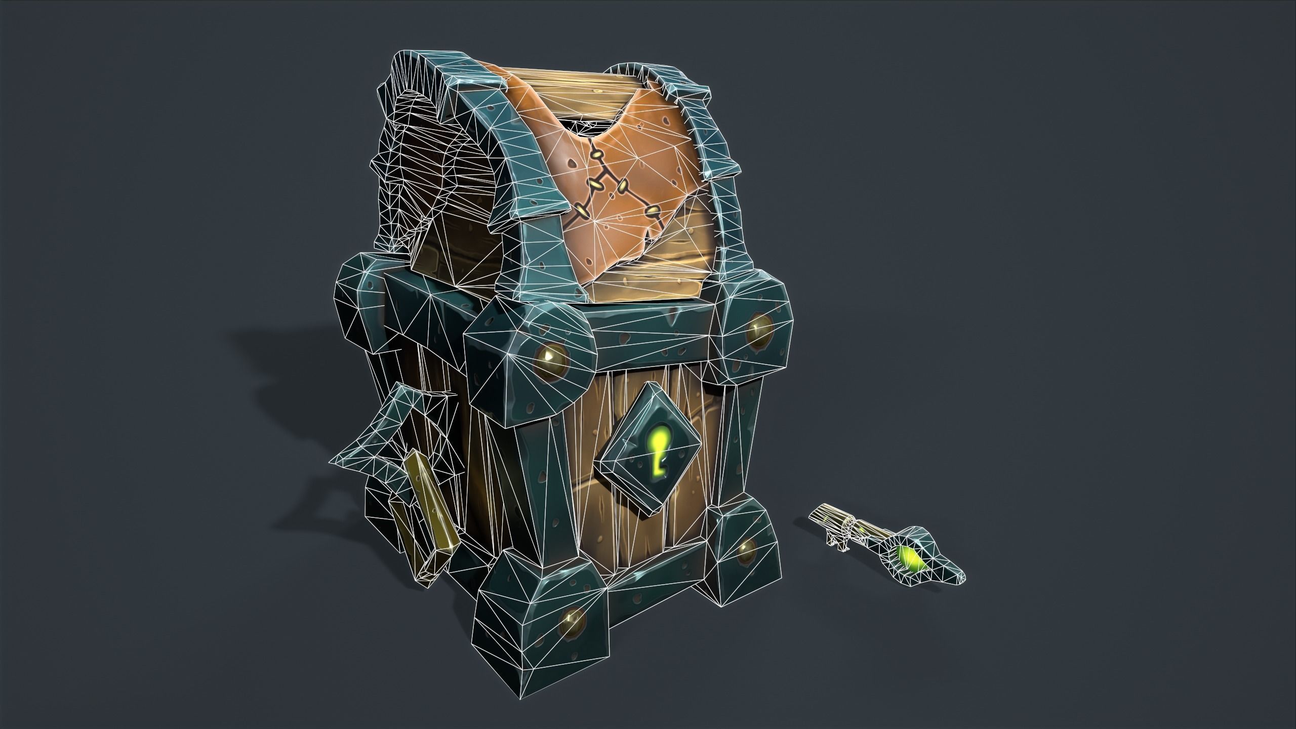 Small chest Low-poly 3D model_1