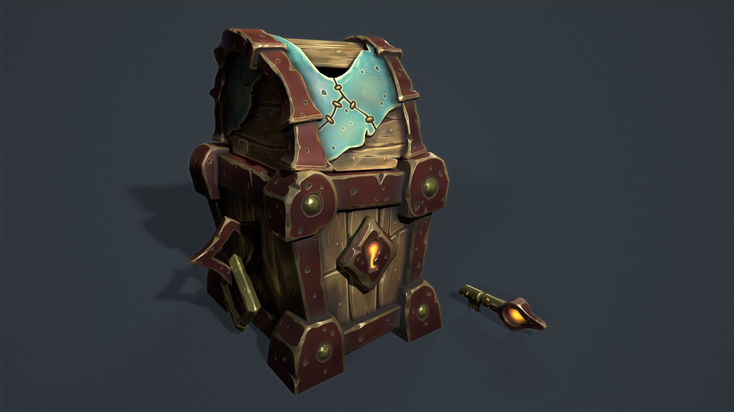Small chest Low-poly 3D model_3