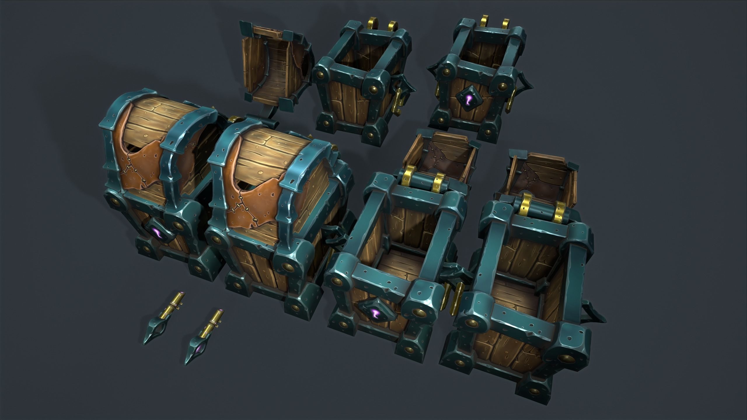 Small chest Low-poly 3D model_16