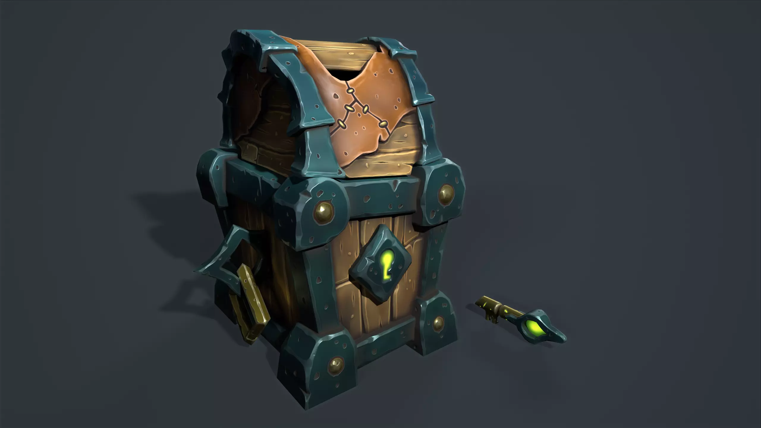 Small chest Low-poly 3D model_0