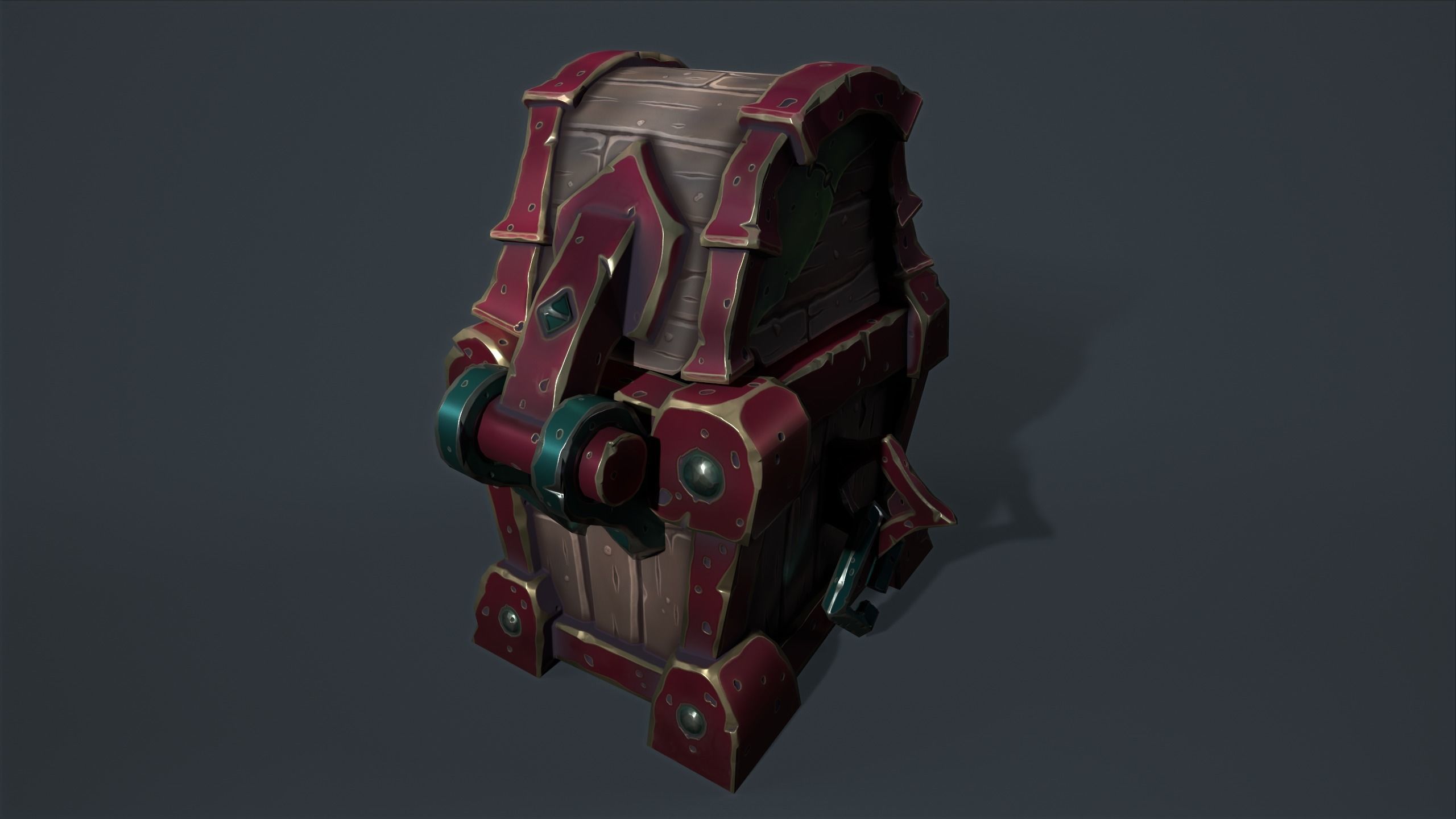 Small chest Low-poly 3D model_12