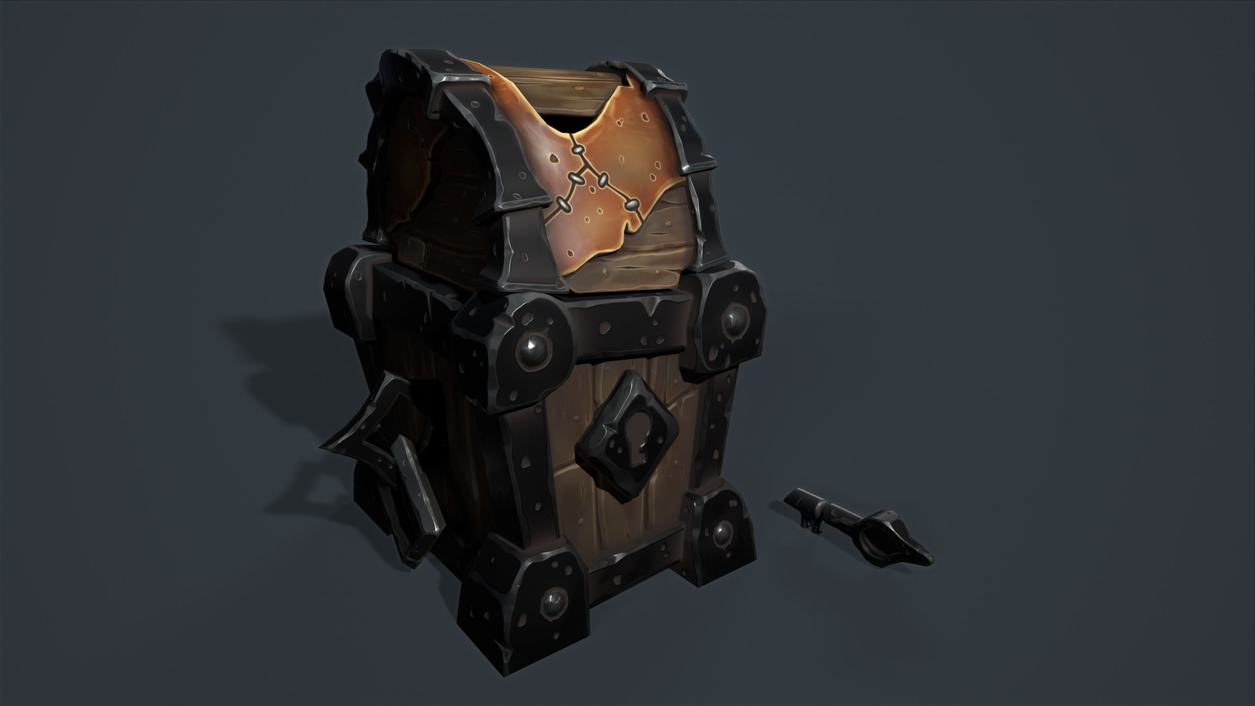 Small chest Low-poly 3D model_8