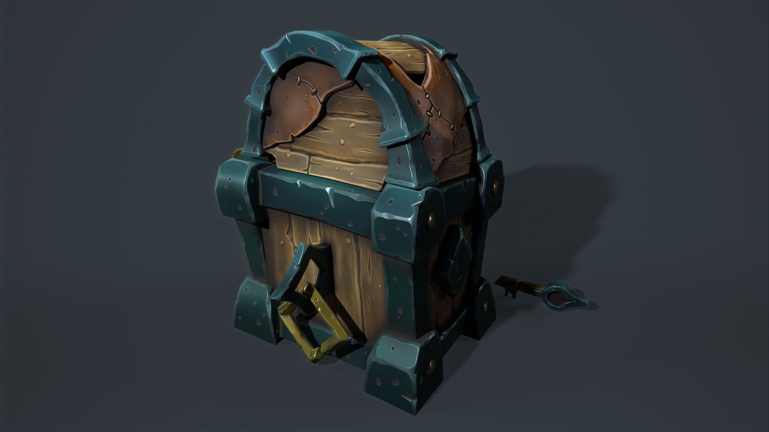 Small chest Low-poly 3D model_9
