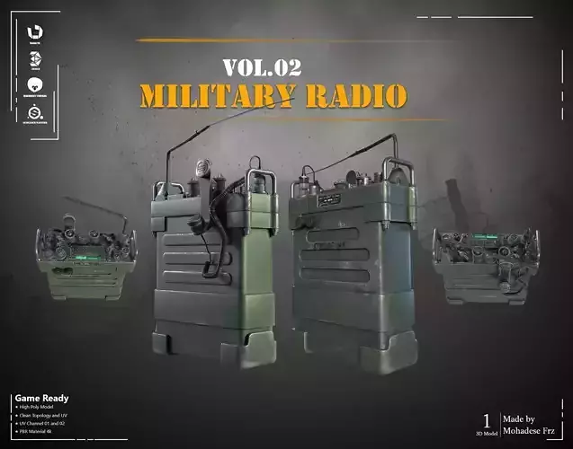 Military Radio - VOL 02 - Game Ready 3D model