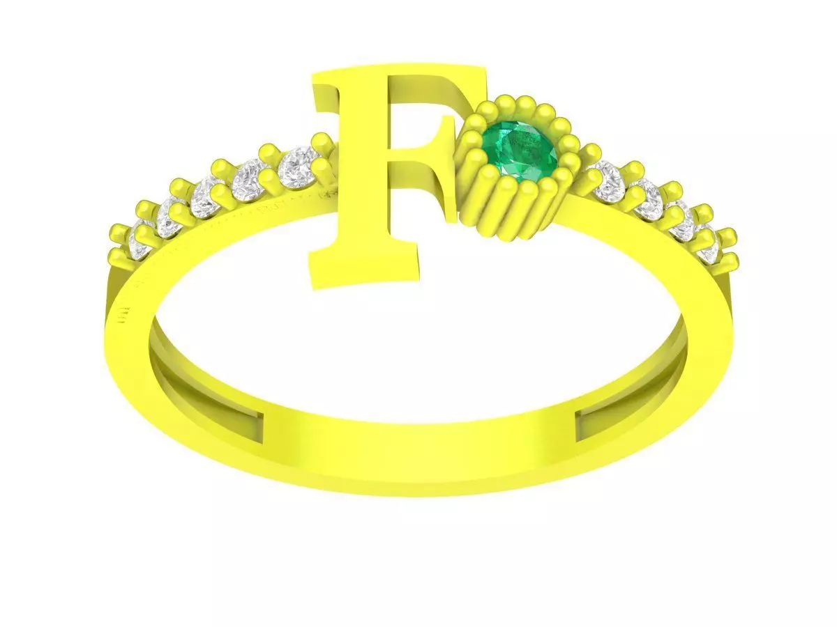 Luxury Letter F Diamond Ring 3D Jewelry Model 4367 3D print model