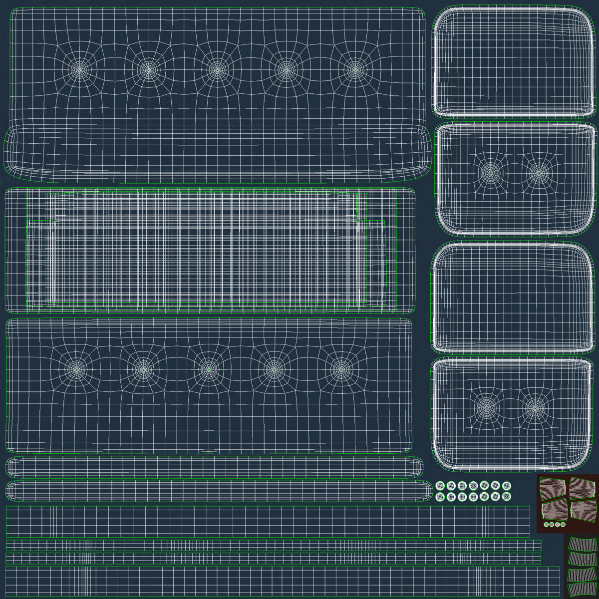 Sofa v1 Low-poly 3D model_7