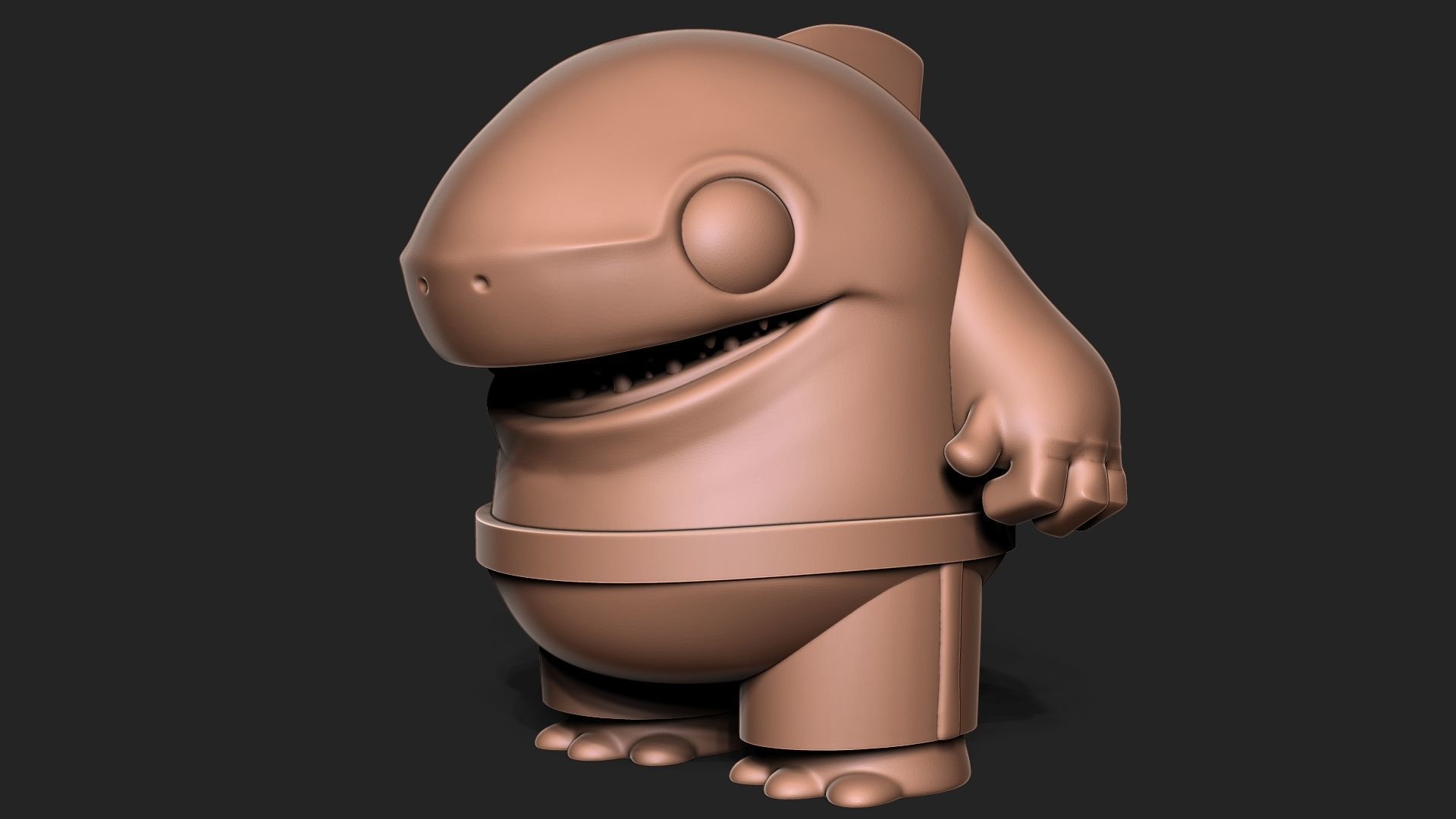shark toon 3D print model_2
