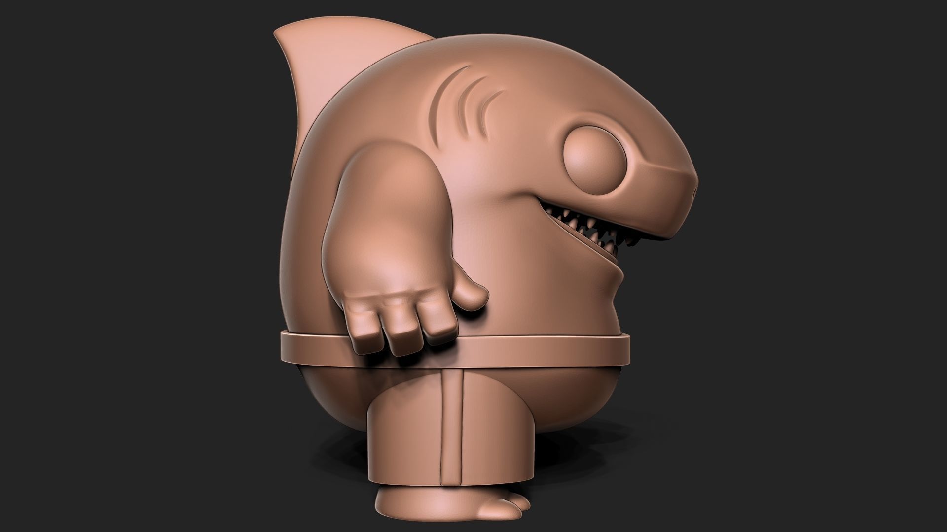 shark toon 3D print model_7