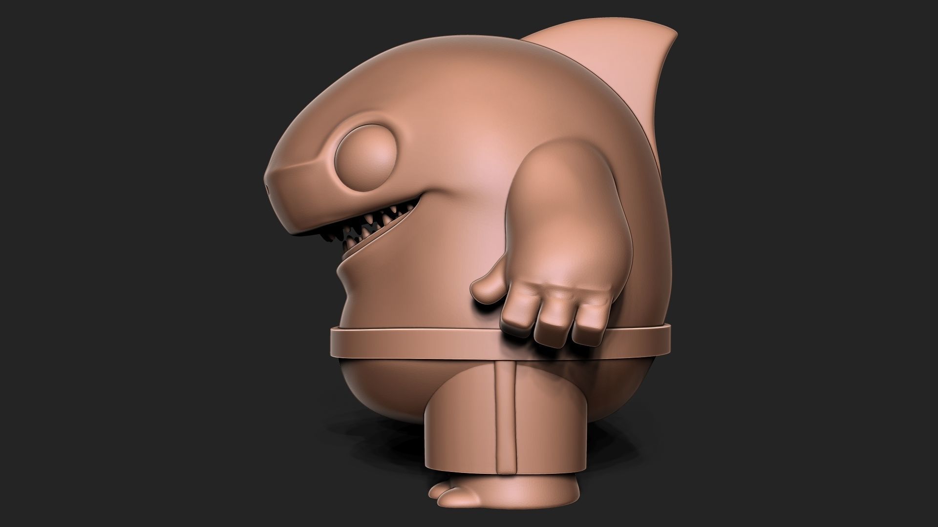 shark toon 3D print model_3