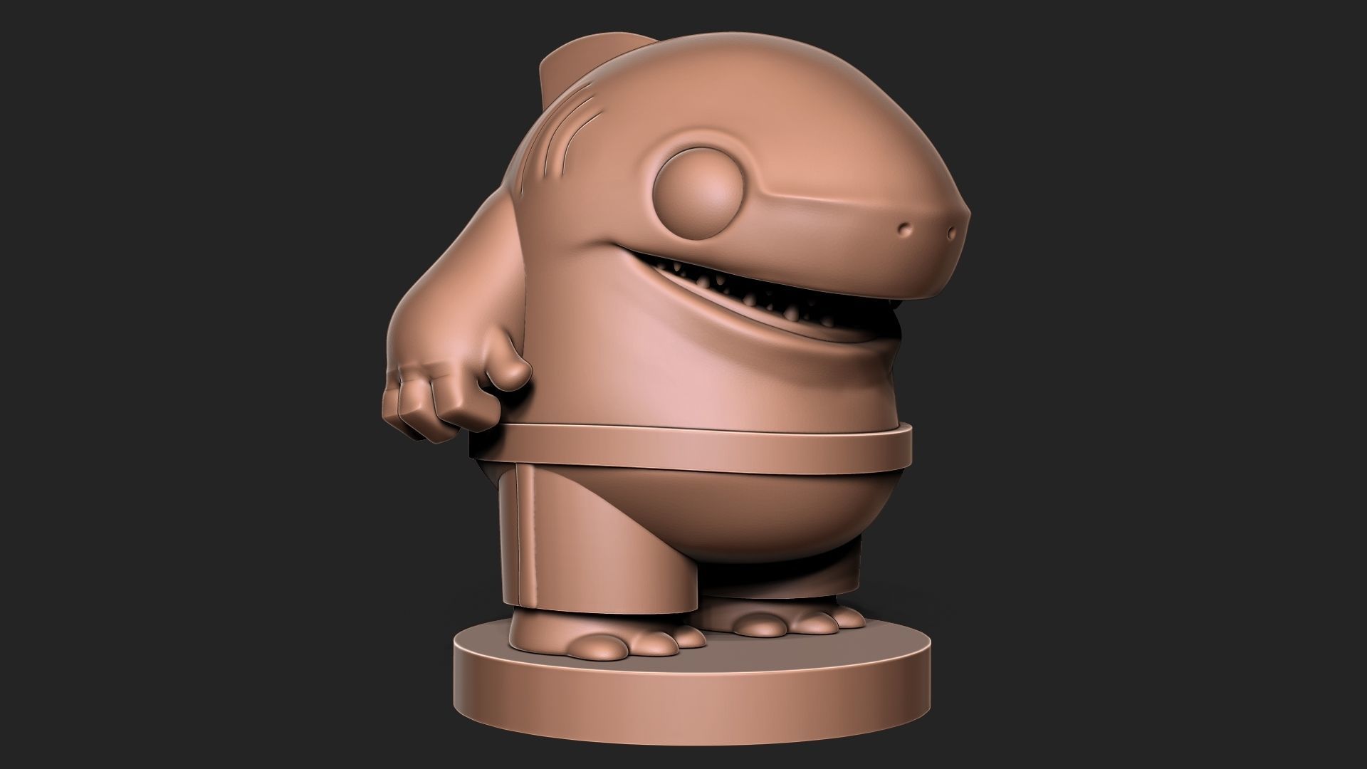 shark toon base 3D print model_1