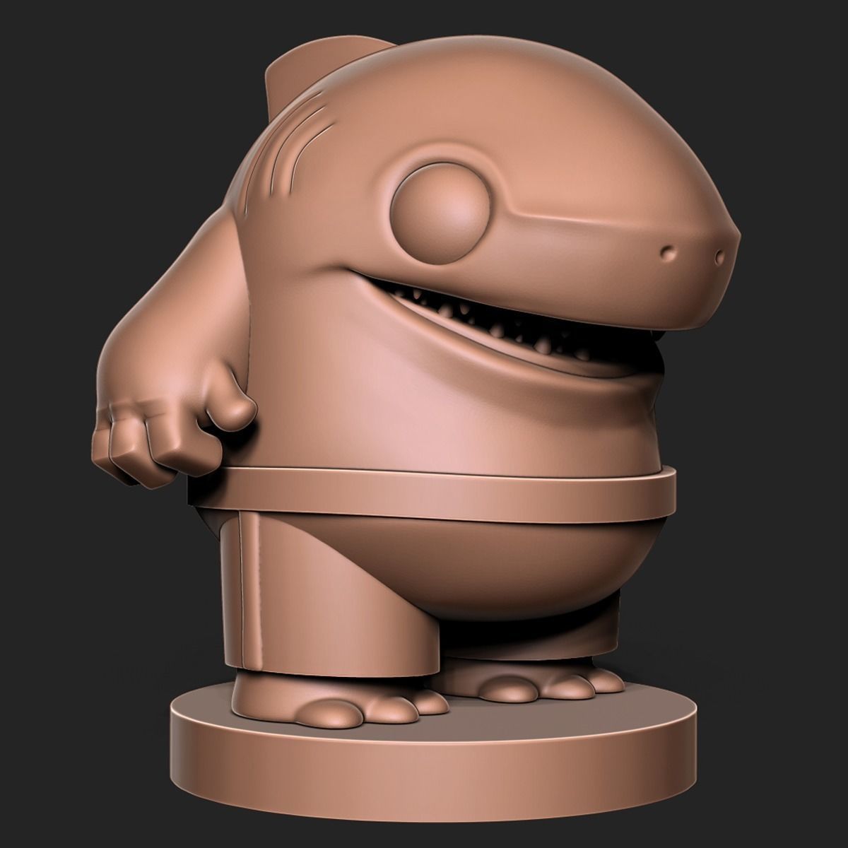 shark toon base 3D print model_10