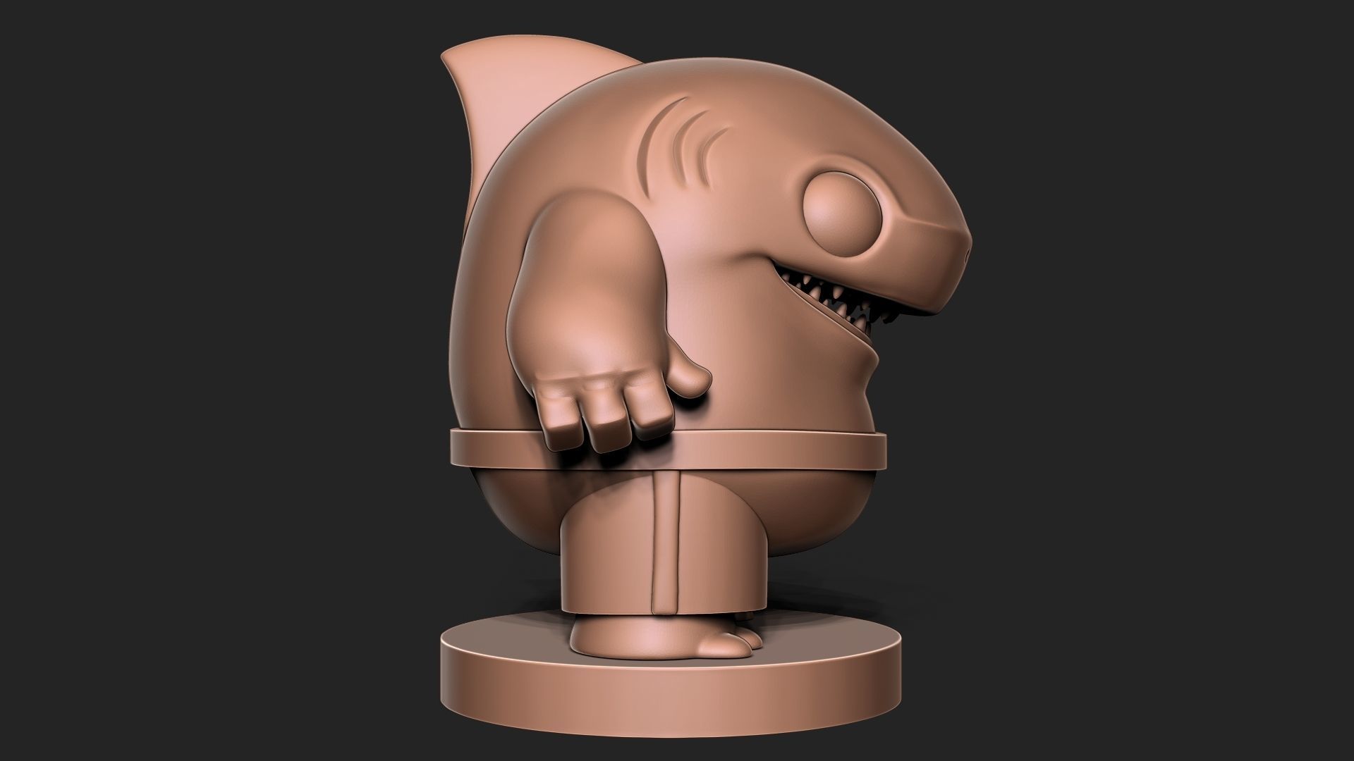 shark toon base 3D print model_7