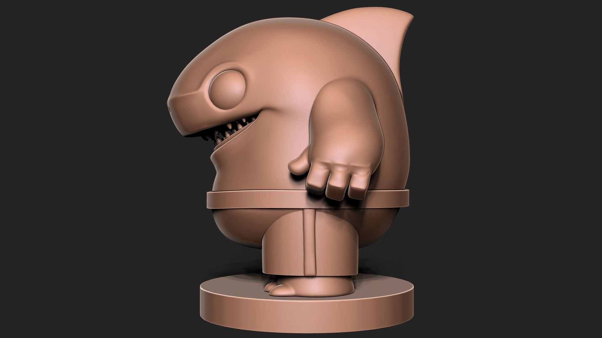 shark toon base 3D print model_3
