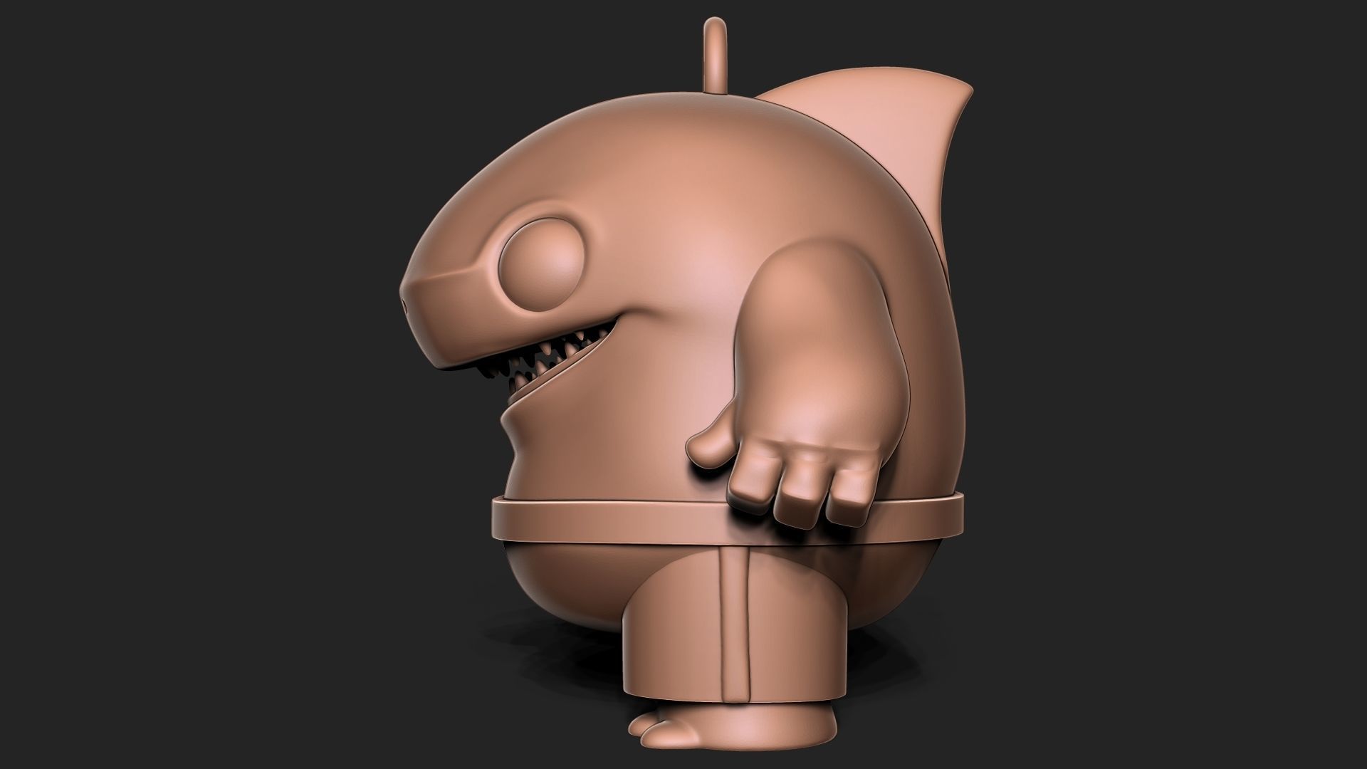 Shark Toon Keychain 3D print model_4