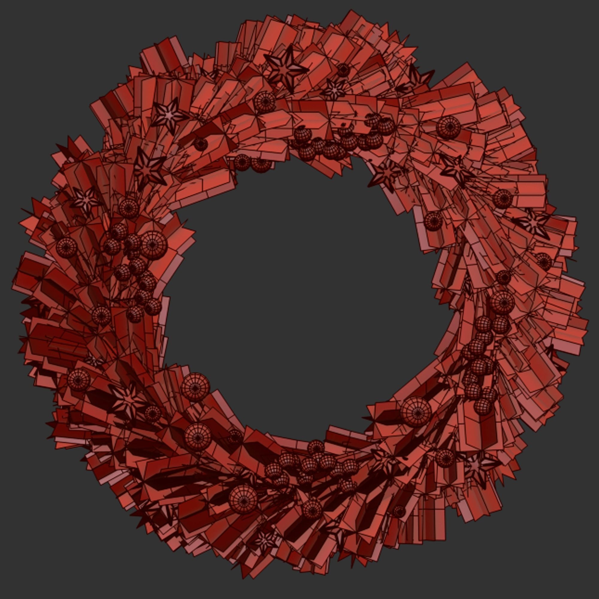 Christmas wreath Free 3D model_3