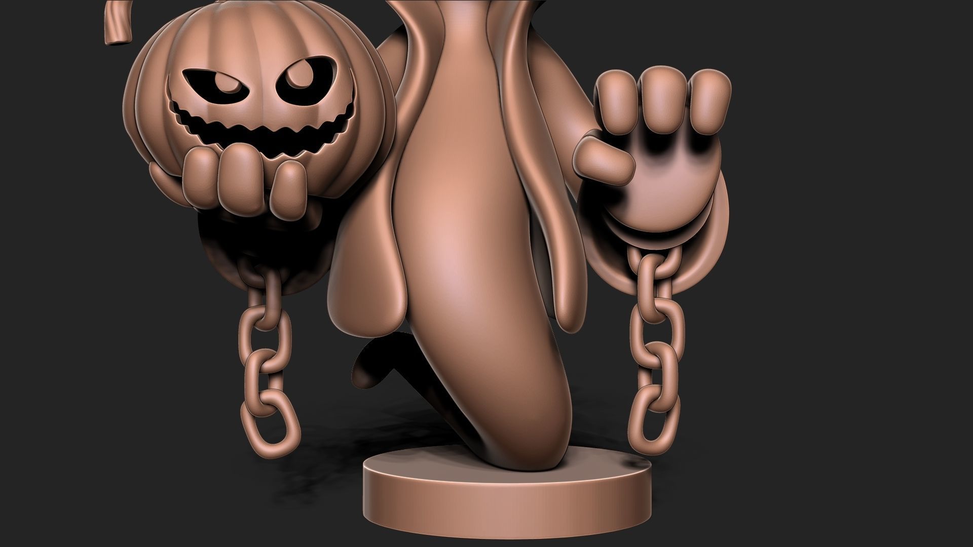 Halloween Ghost with base 3D print model_9