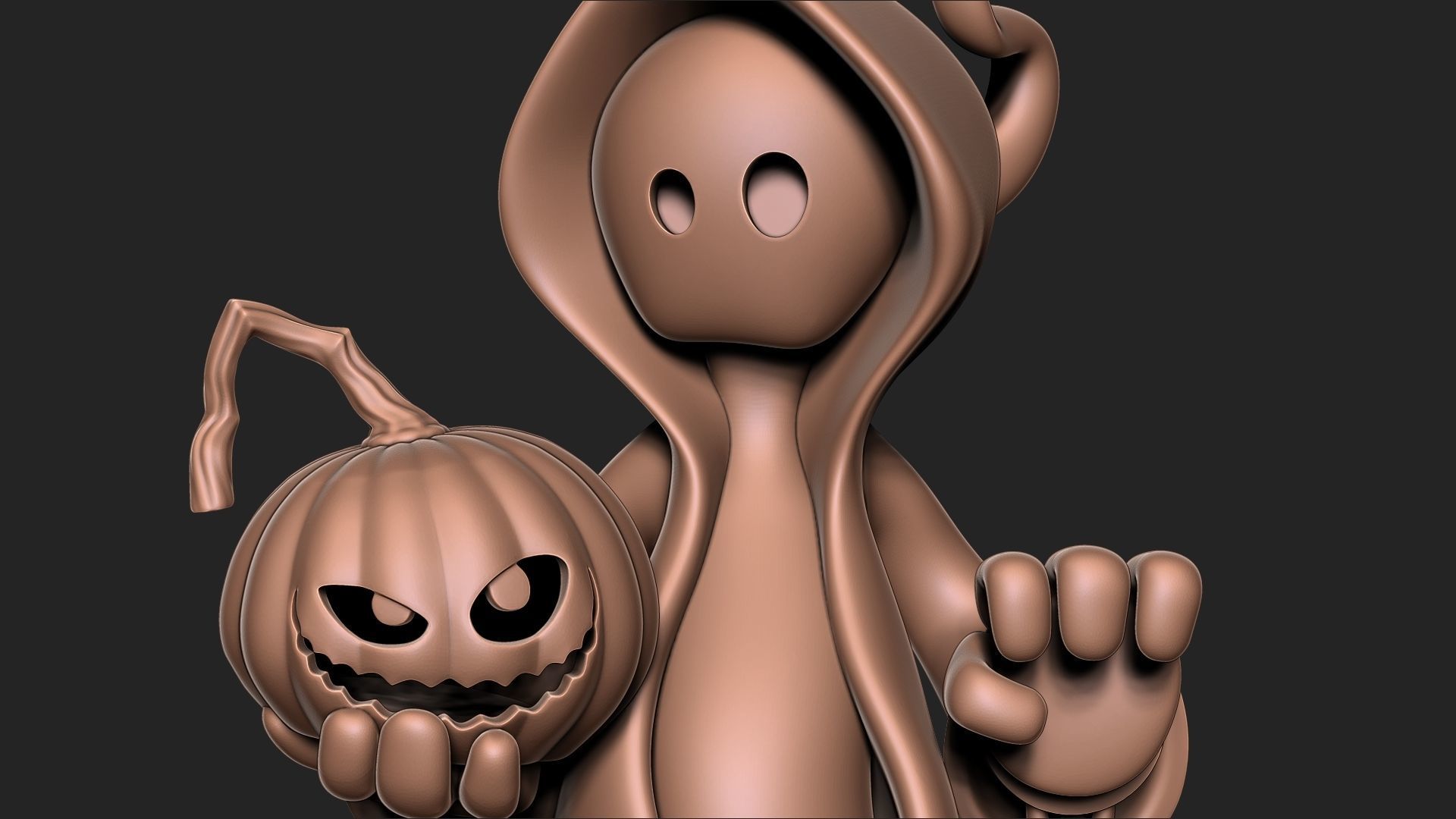 Halloween Ghost with base 3D print model_2