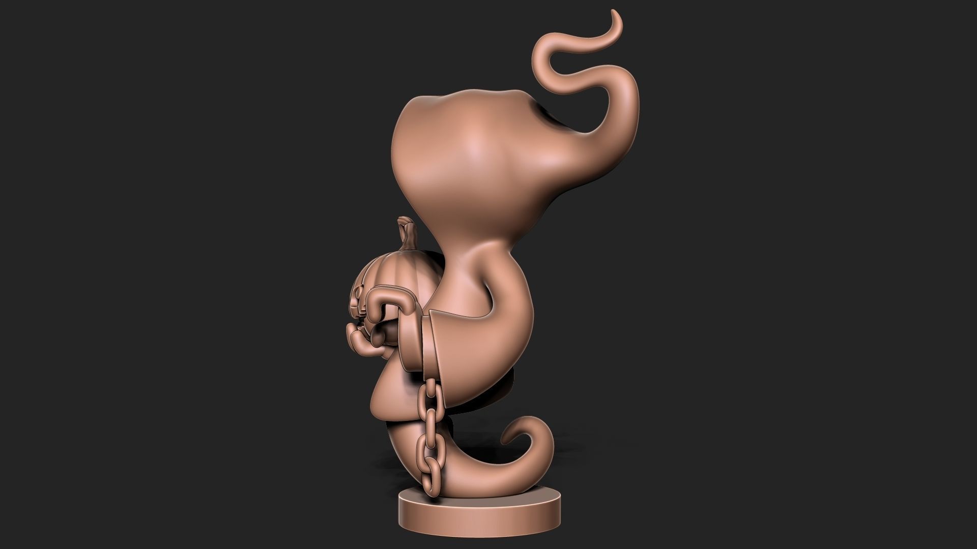 Halloween Ghost with base 3D print model_4