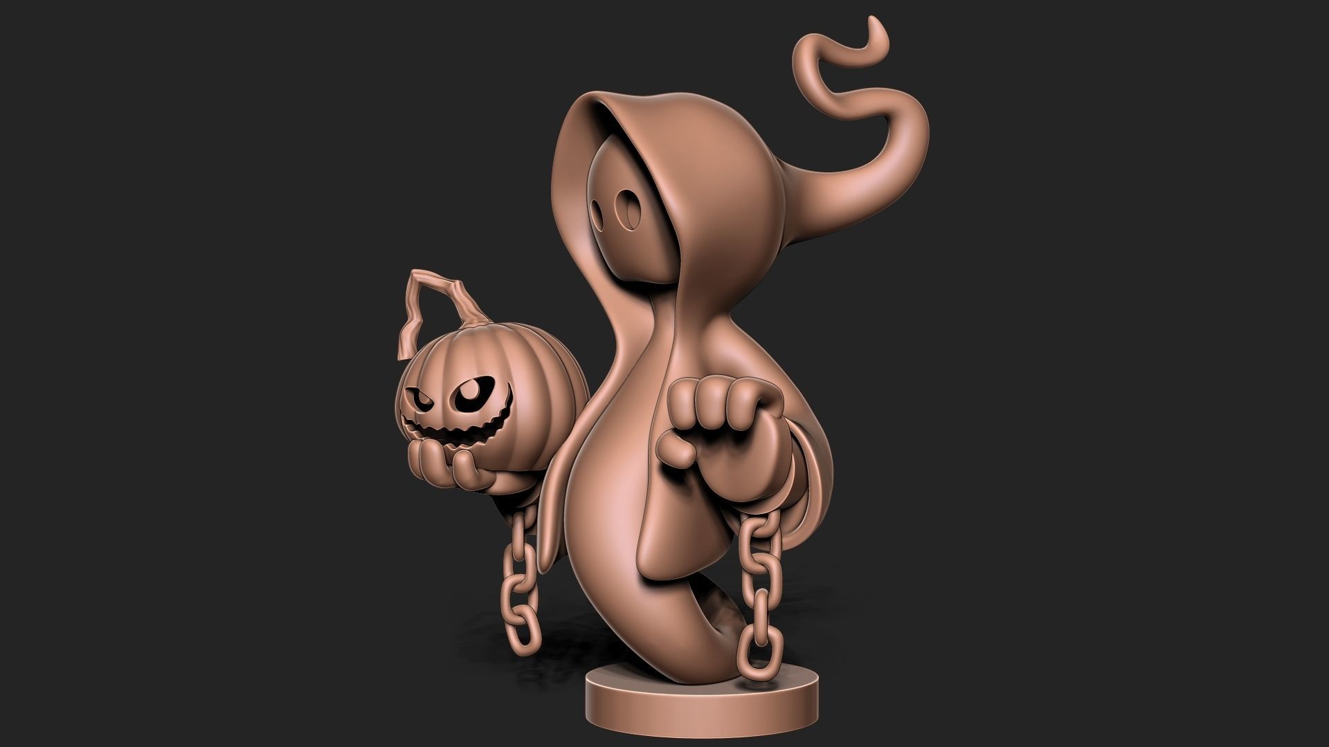 Halloween Ghost with base 3D print model_1