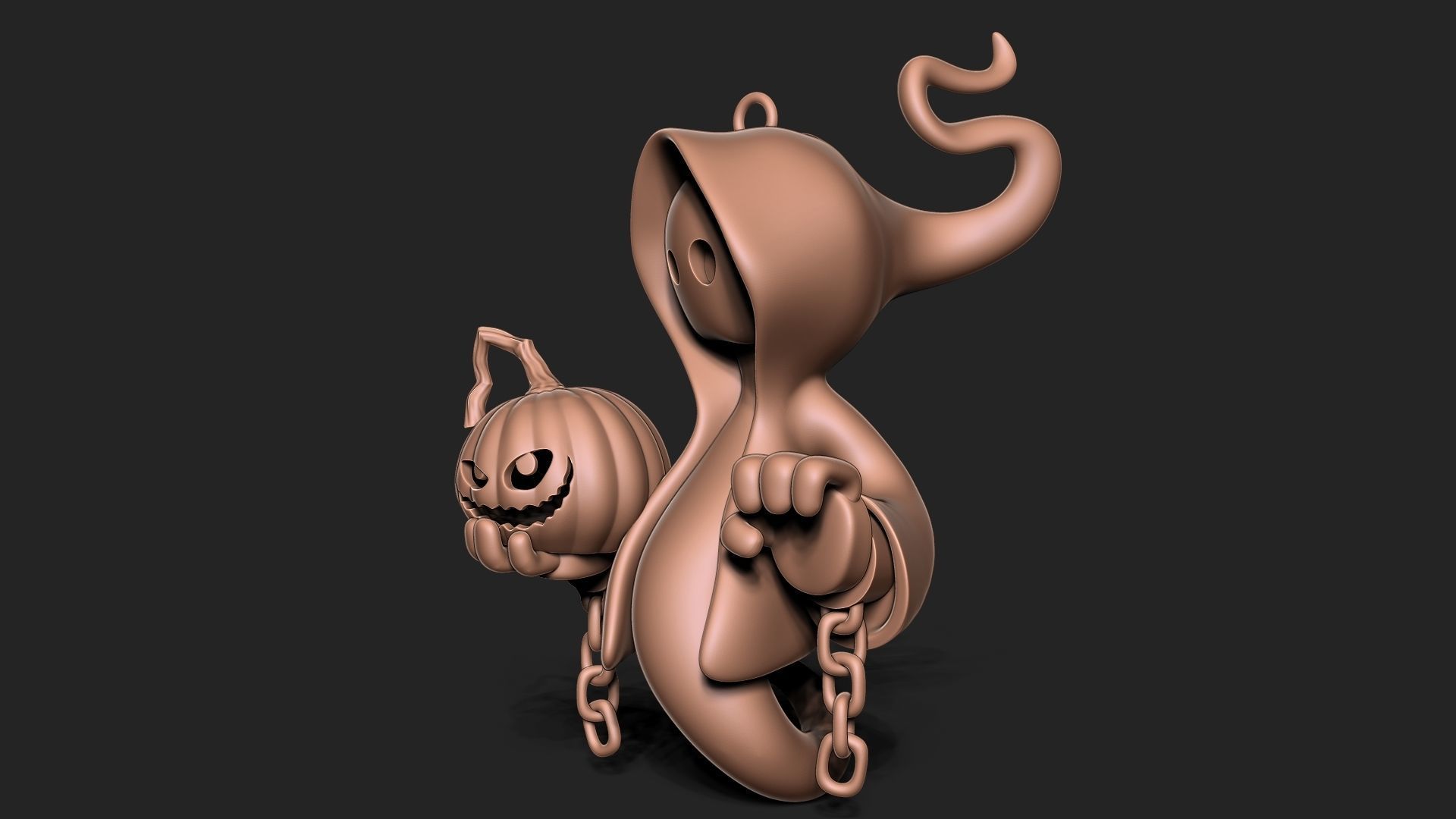 Halloween Ghost keychain 3D print model_3