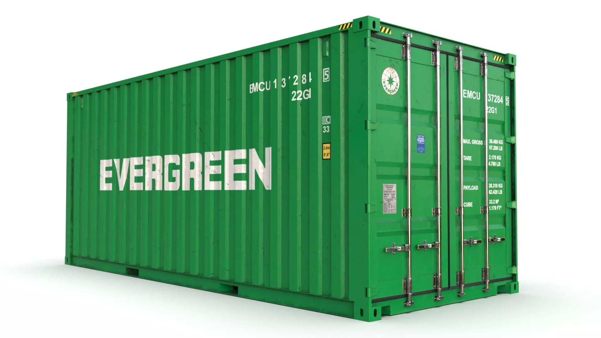 20 feet EVERGREEN standard shipping container 3D model_0