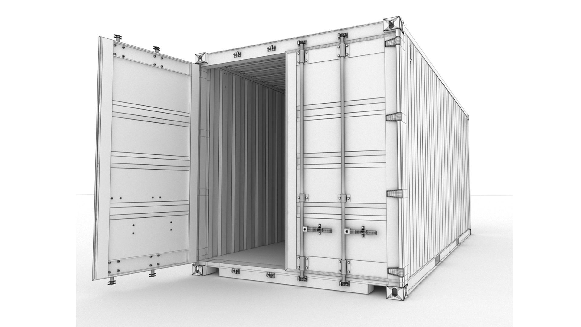 20 feet EVERGREEN standard shipping container 3D model_9