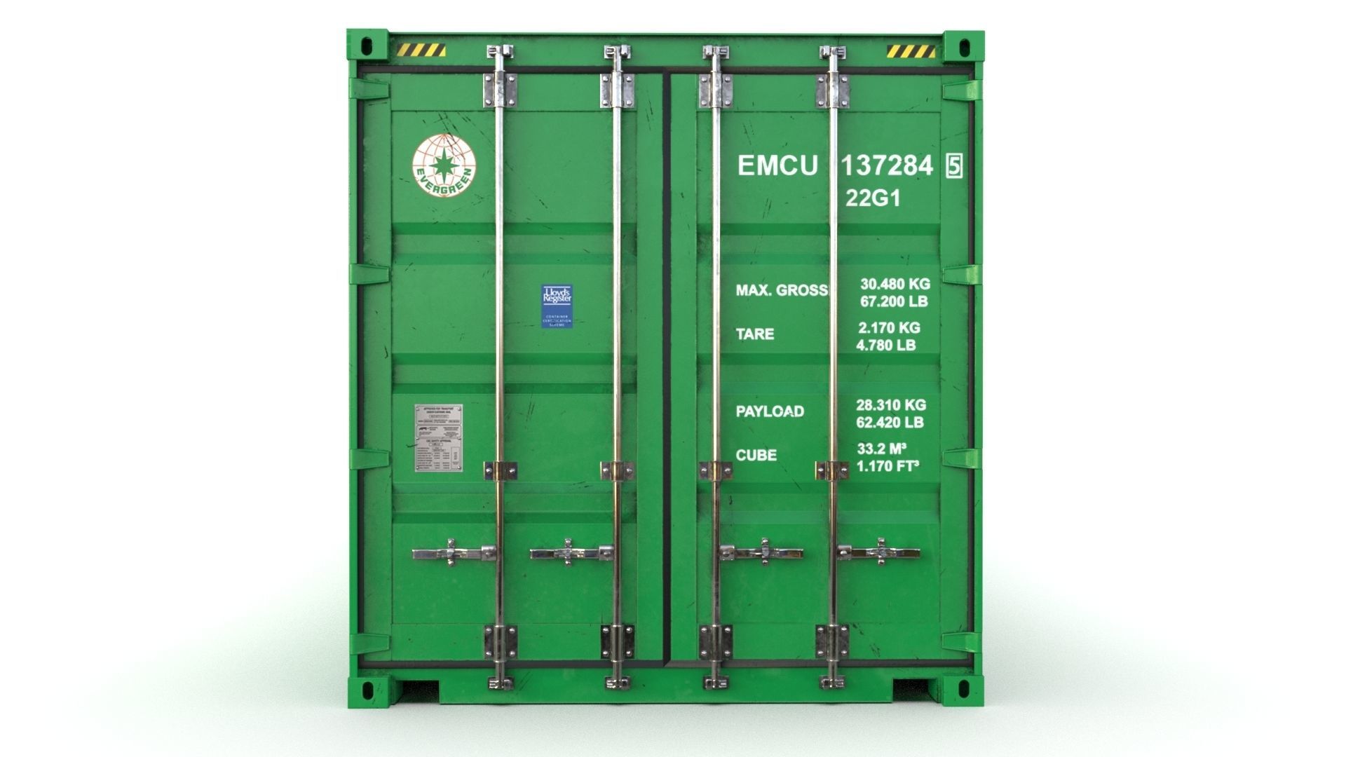 20 feet EVERGREEN standard shipping container 3D model_5