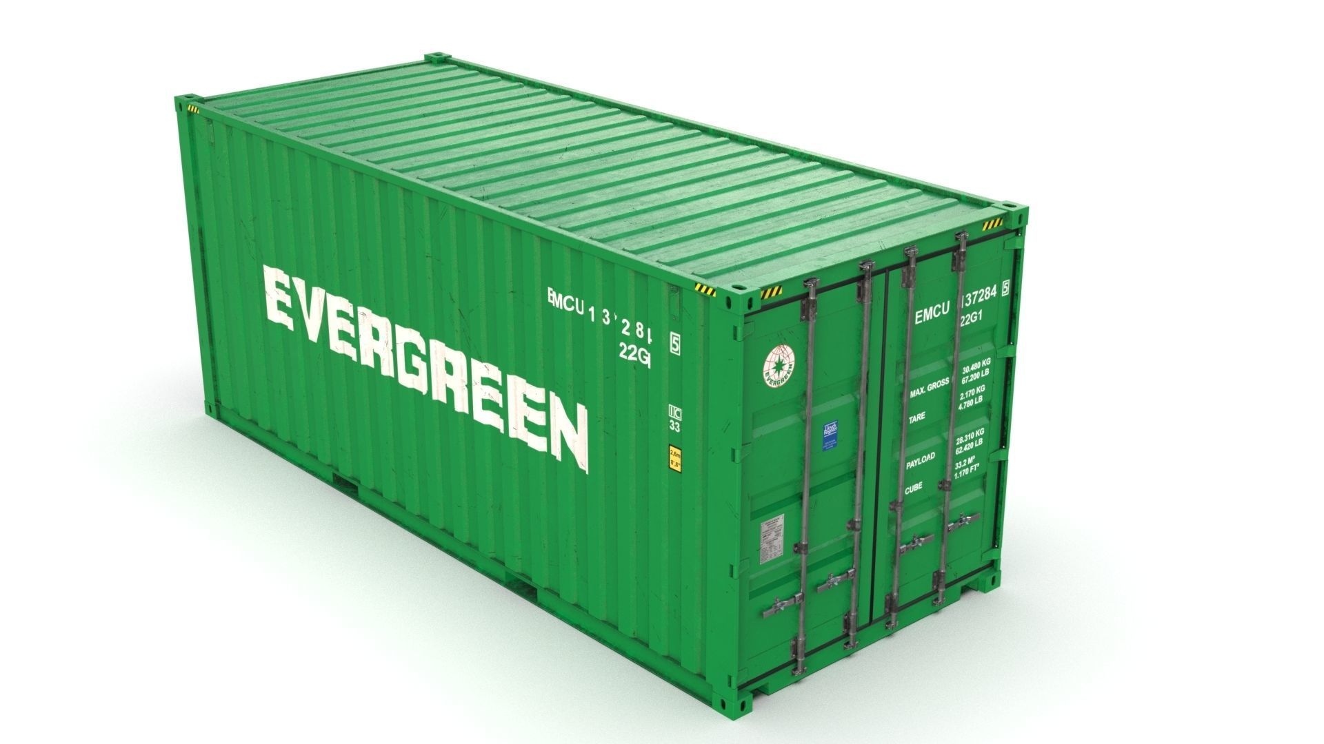 20 feet EVERGREEN standard shipping container 3D model_4