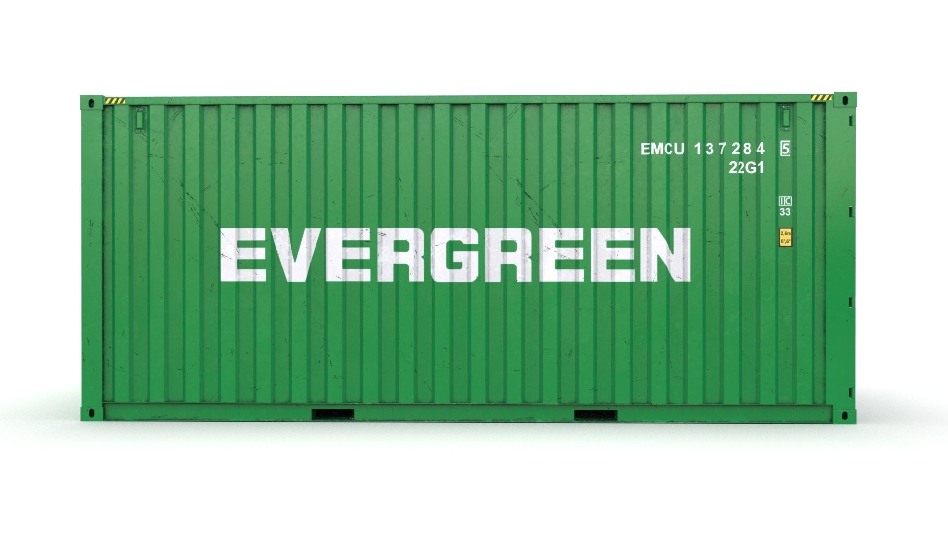 20 feet EVERGREEN standard shipping container 3D model_3