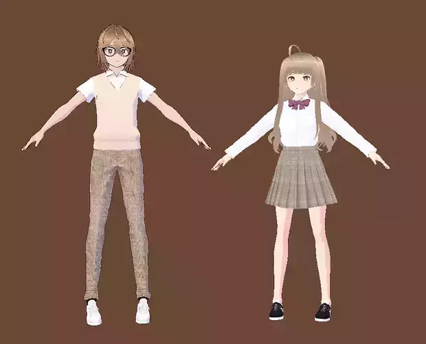 Vroid 3D 2 anime character Model Low-poly 3D model