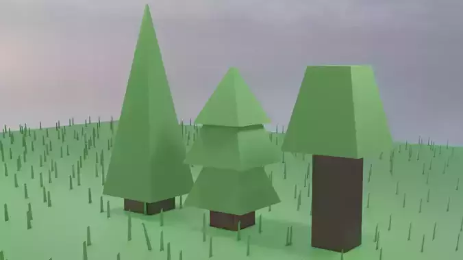 Low Poly Grass and Tree Pack