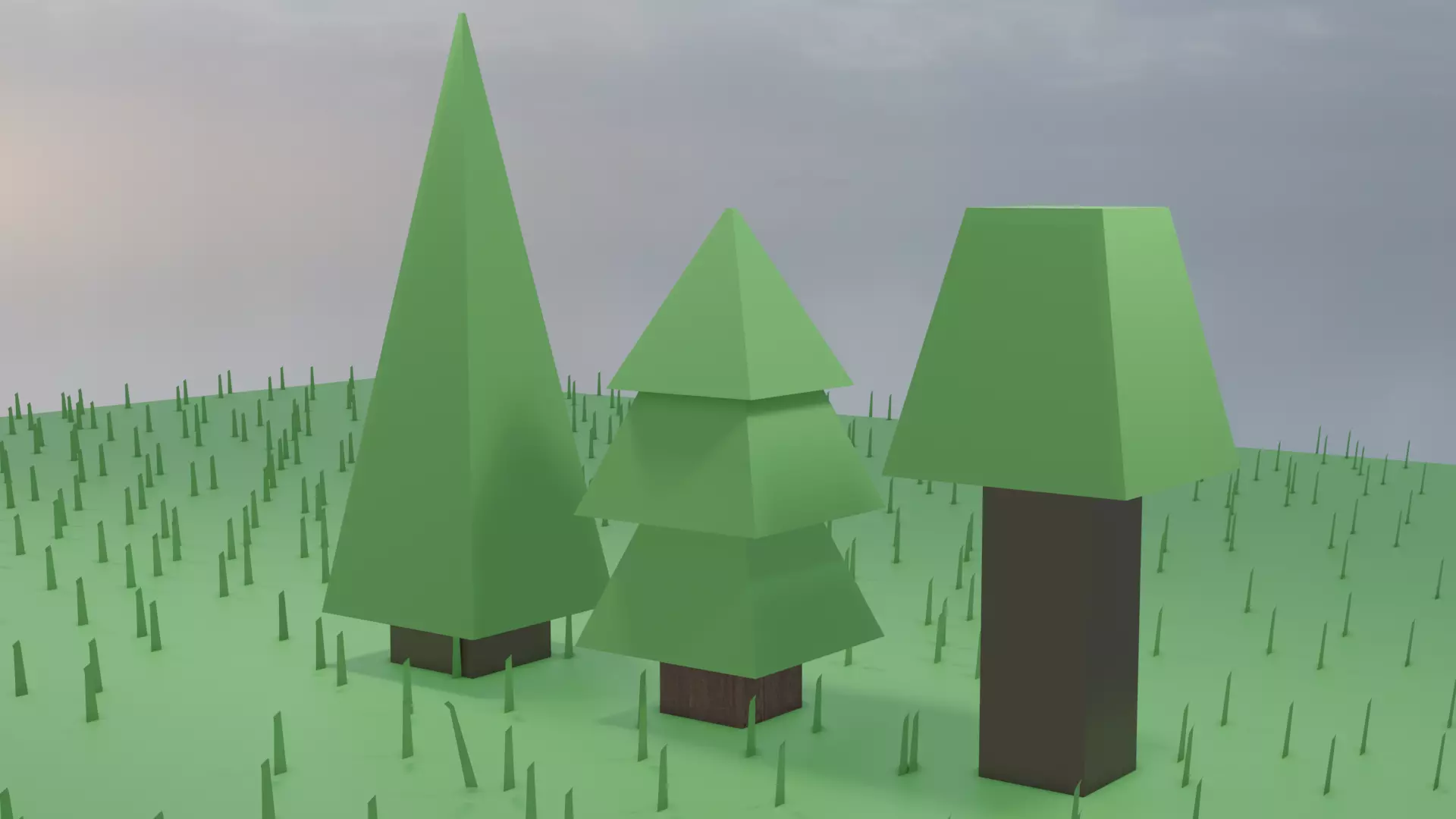 Low Poly Grass and Tree Pack Low-poly 3D model_0