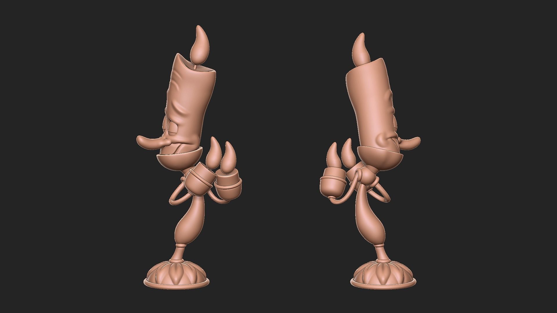 Lumiere cartoon character holding candle 3D print model_3