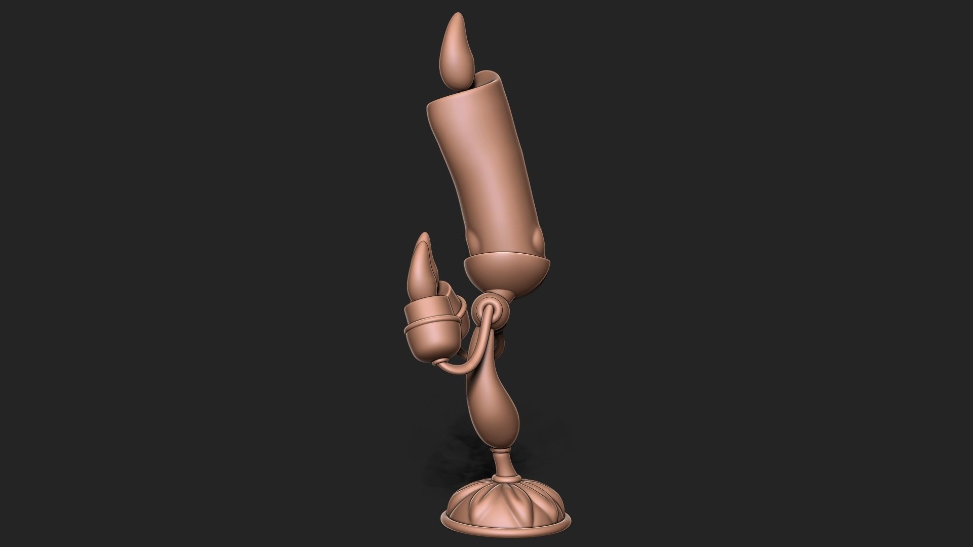 Lumiere cartoon character holding candle 3D print model_6