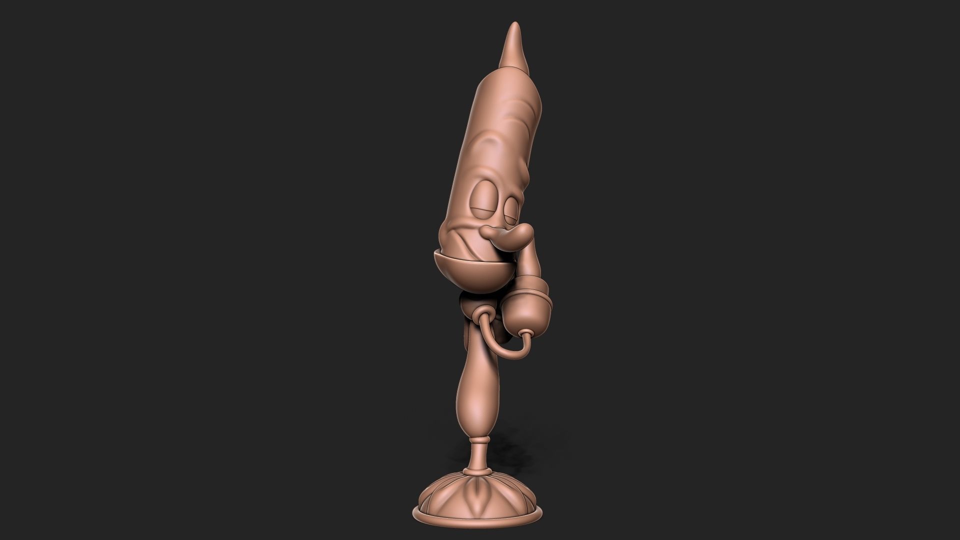 Lumiere cartoon character holding candle 3D print model_4