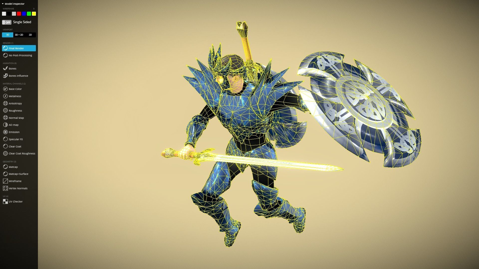 Animated Low Poly Angel Knight - To Unity Low-poly 3D model_18