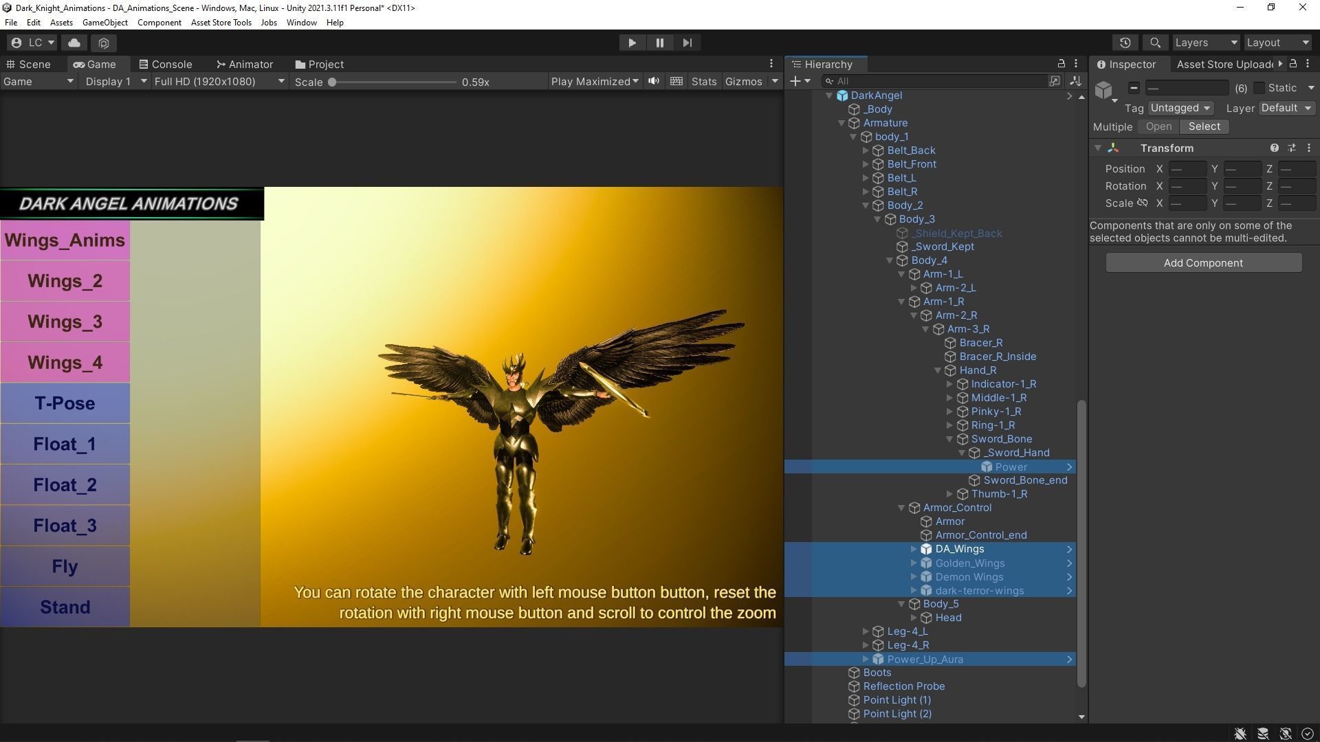 Animated Low Poly Angel Knight - To Unity Low-poly 3D model_15