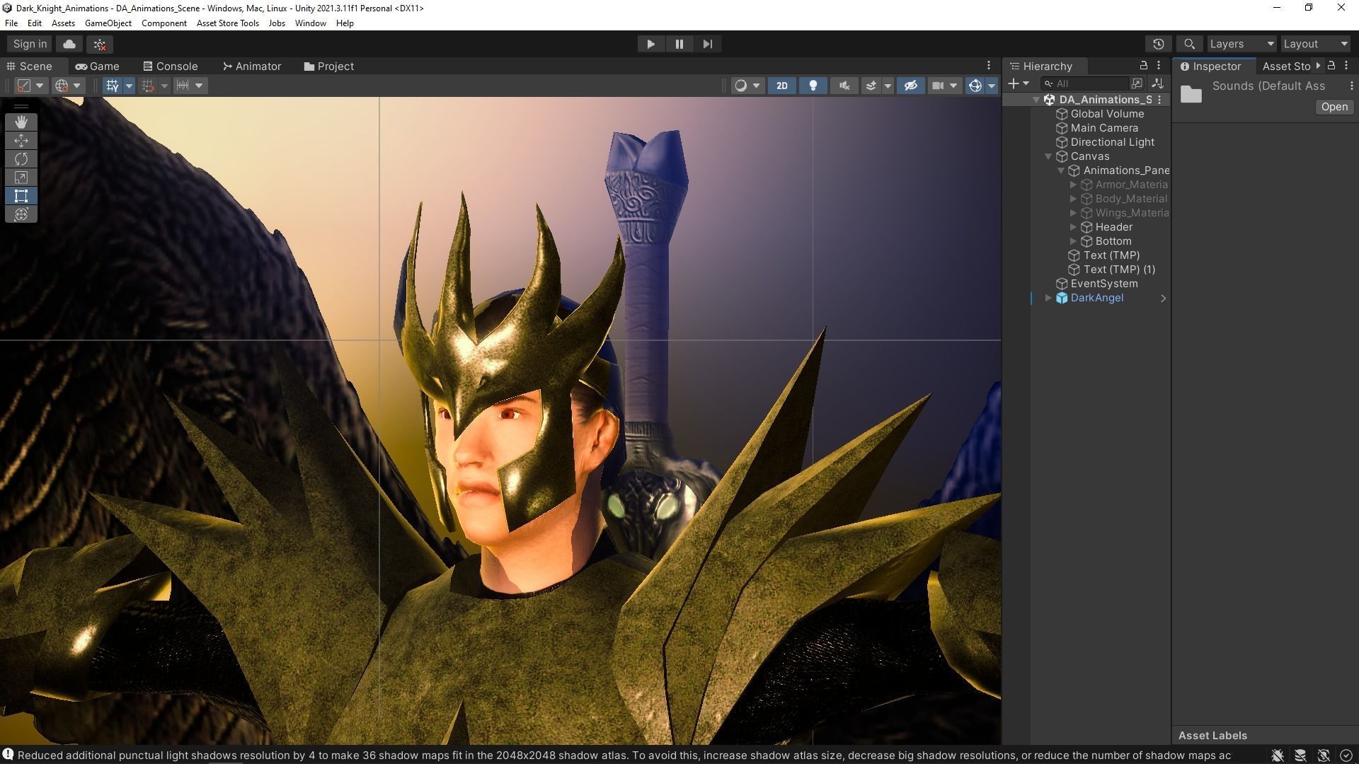 Animated Low Poly Angel Knight - To Unity Low-poly 3D model_14