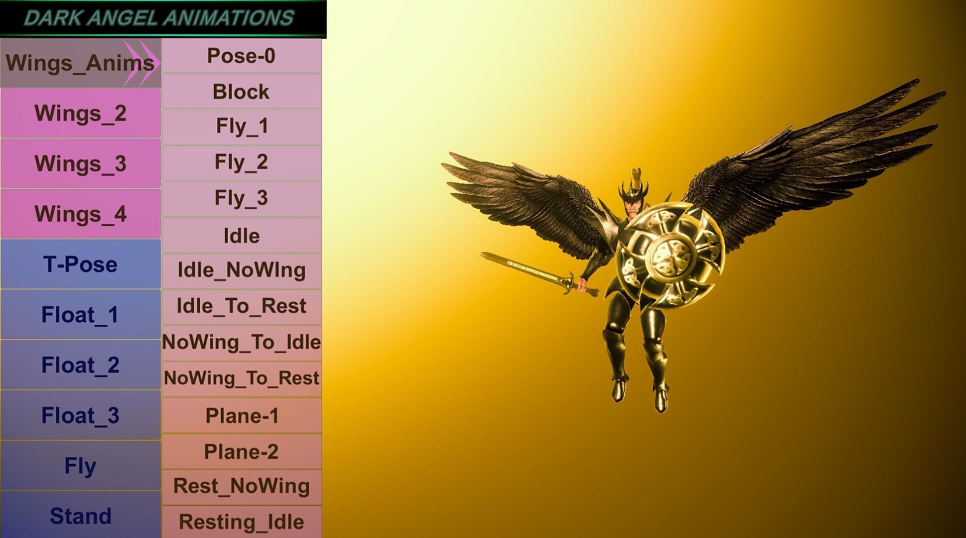 Animated Low Poly Angel Knight - To Unity Low-poly 3D model_17