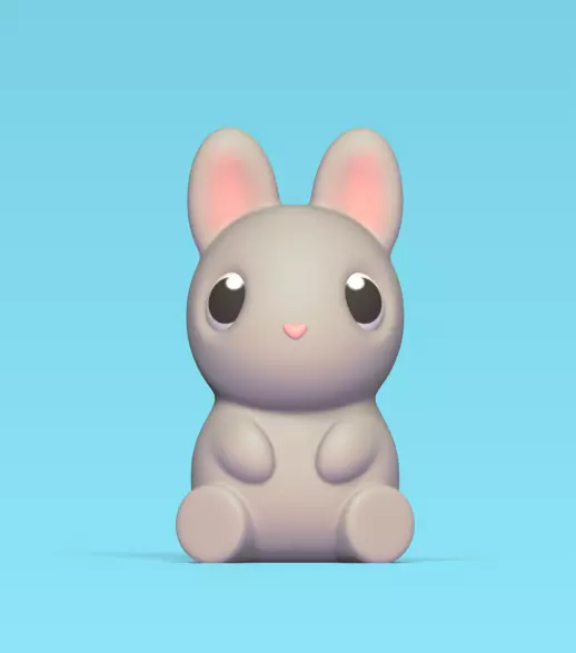 Cute Sitting Bunny 3D print model_0