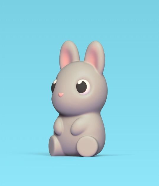 Cute Sitting Bunny 3D print model_1