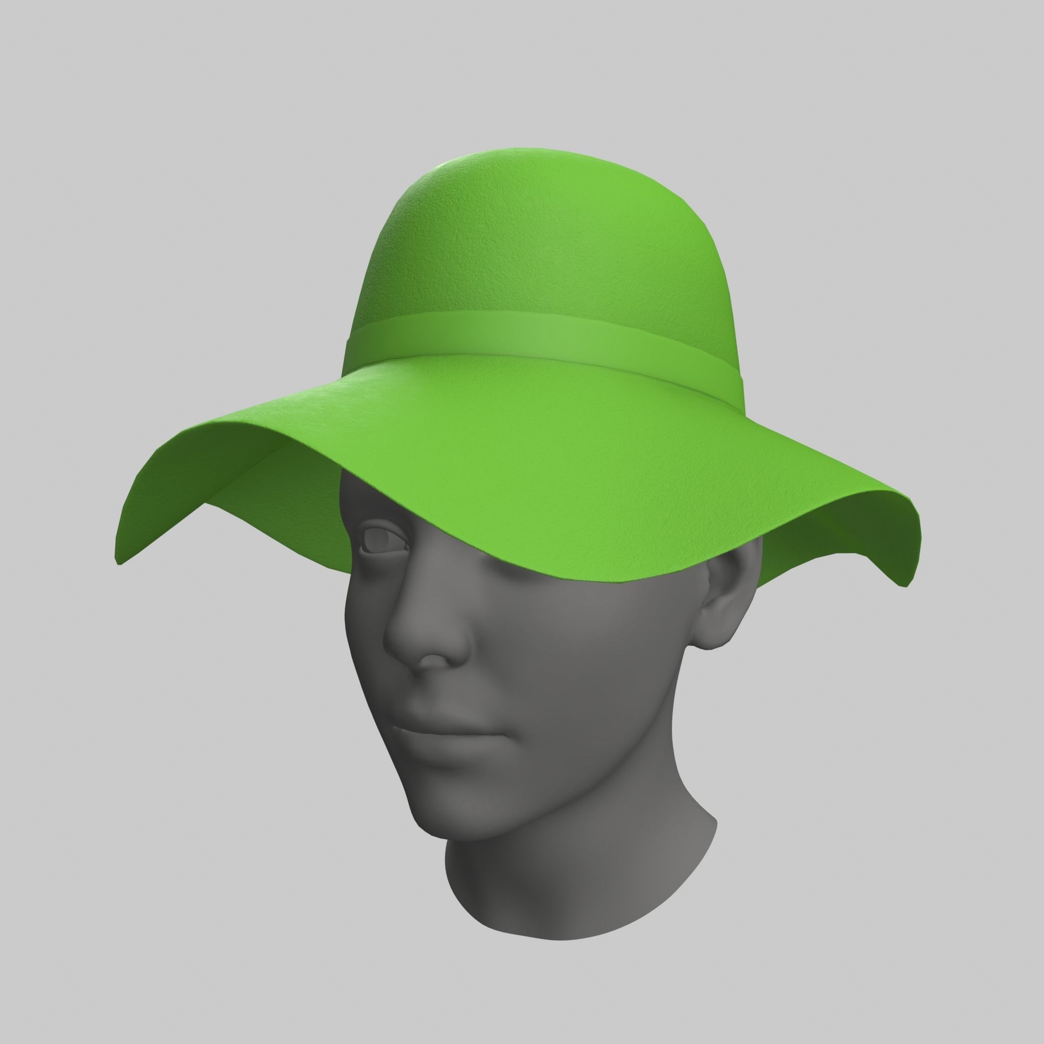 Panama Floppy Hat Green Blue Red Yellow Sun Summer Low-poly 3D model_5