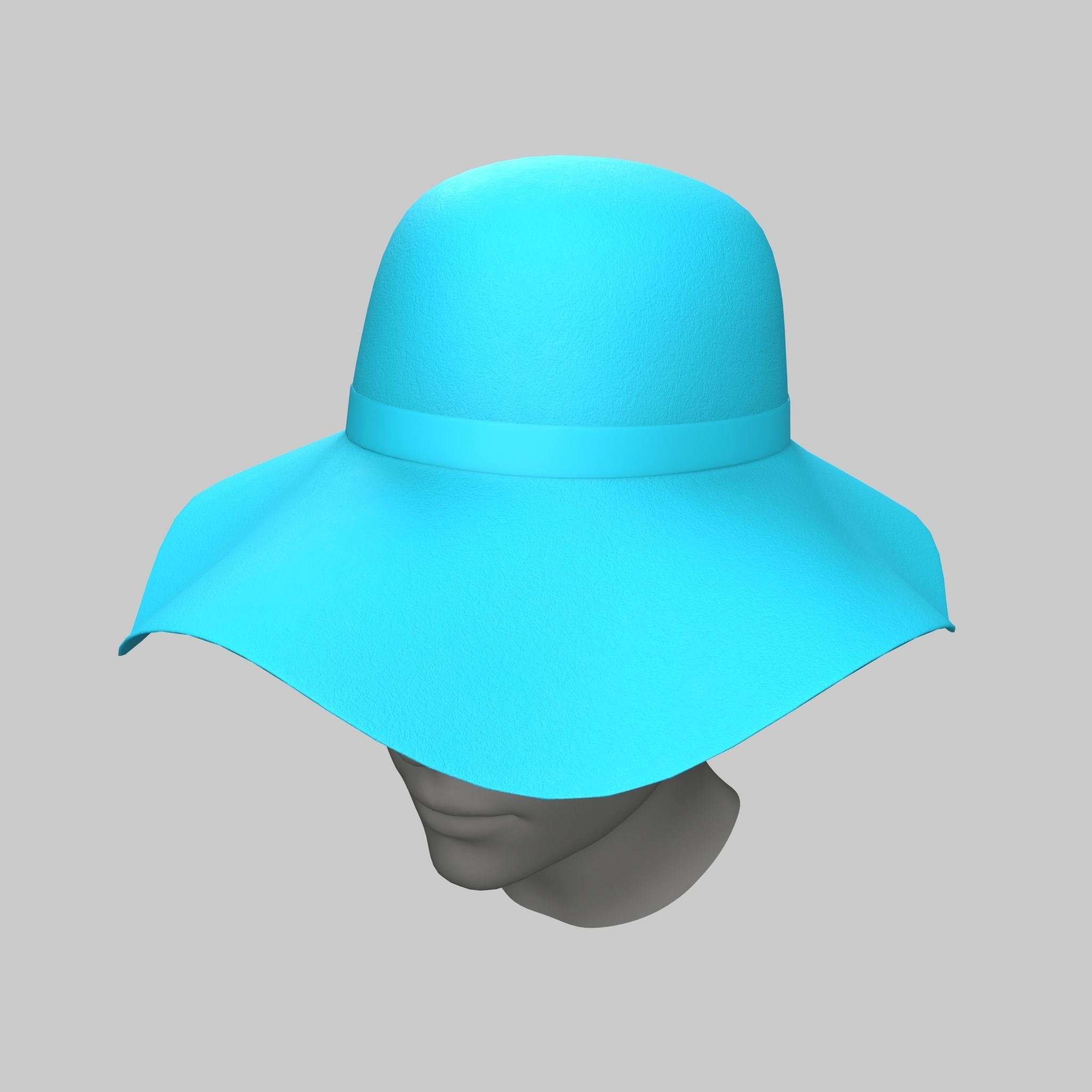 Panama Floppy Hat Green Blue Red Yellow Sun Summer Low-poly 3D model_2