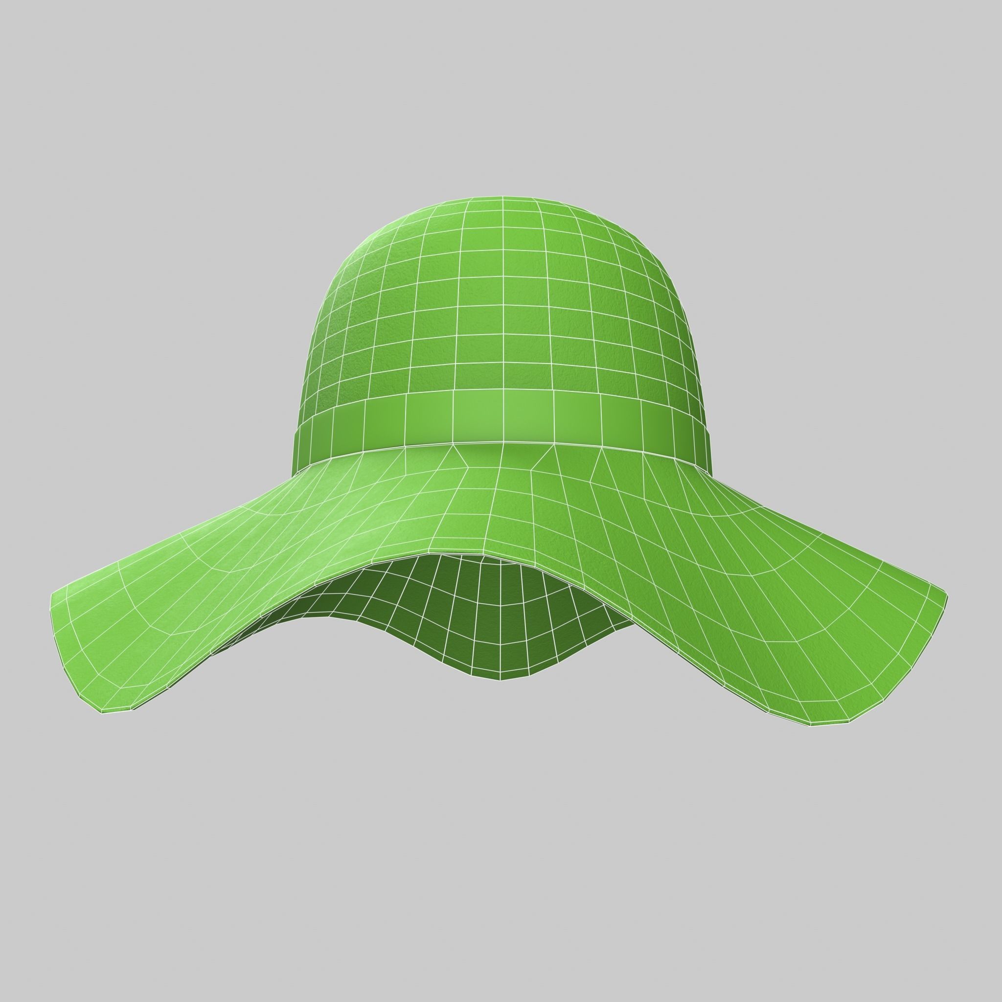 Panama Floppy Hat Green Blue Red Yellow Sun Summer Low-poly 3D model_14