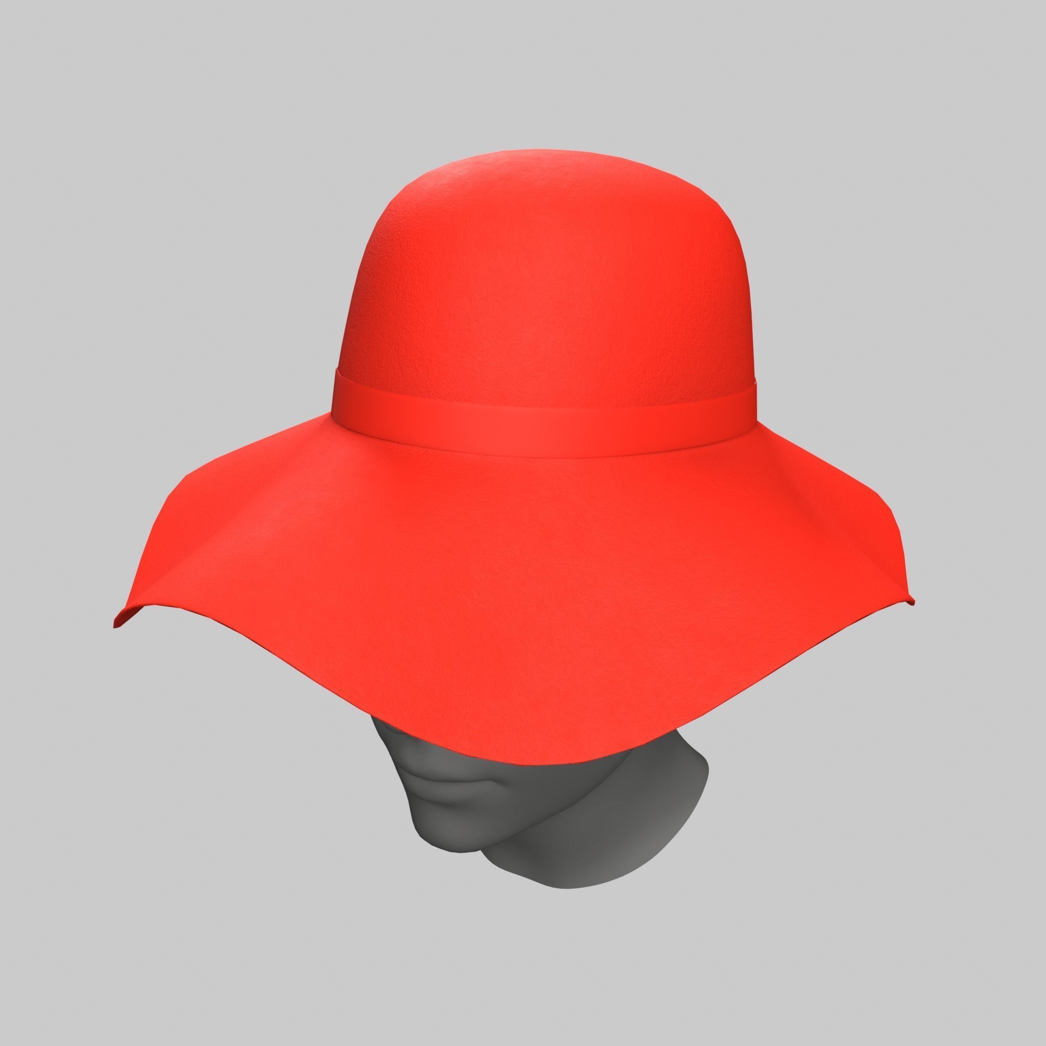 Panama Floppy Hat Green Blue Red Yellow Sun Summer Low-poly 3D model_3