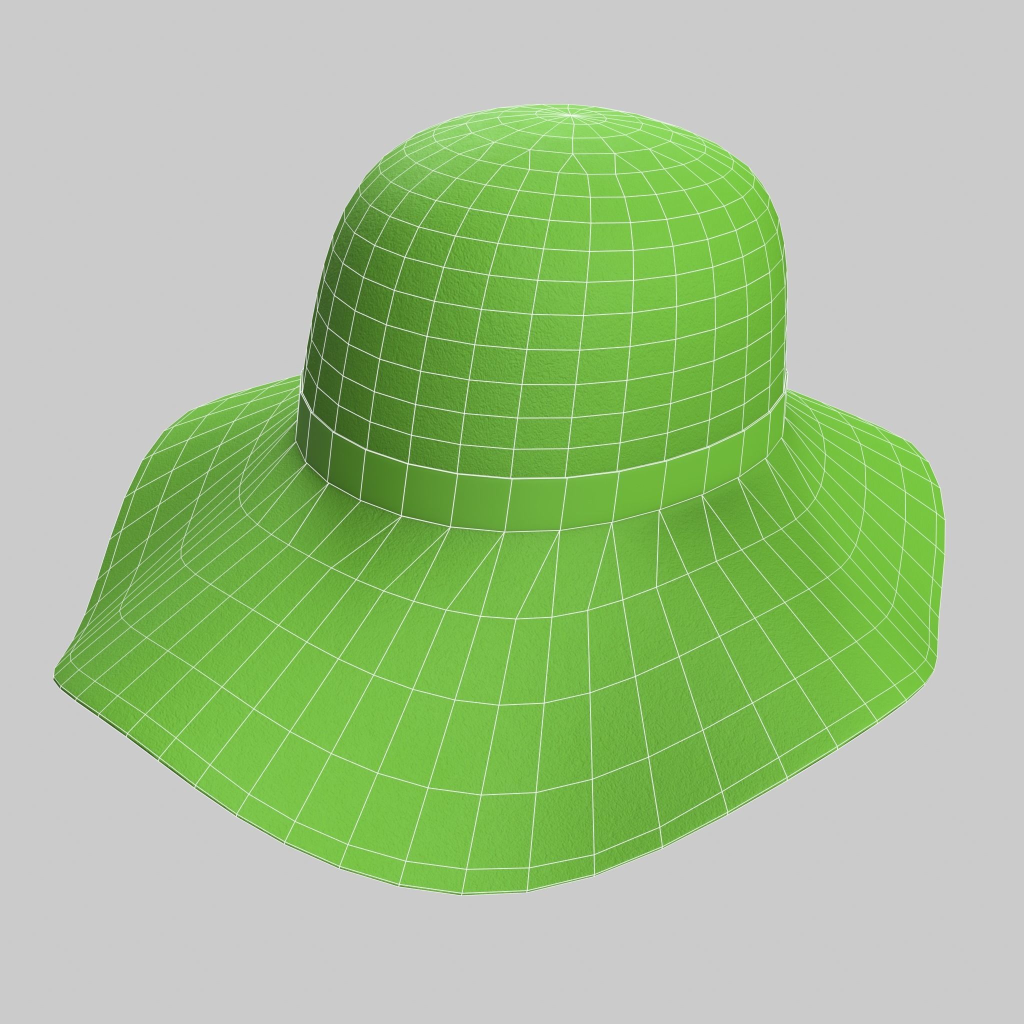 Panama Floppy Hat Green Blue Red Yellow Sun Summer Low-poly 3D model_10