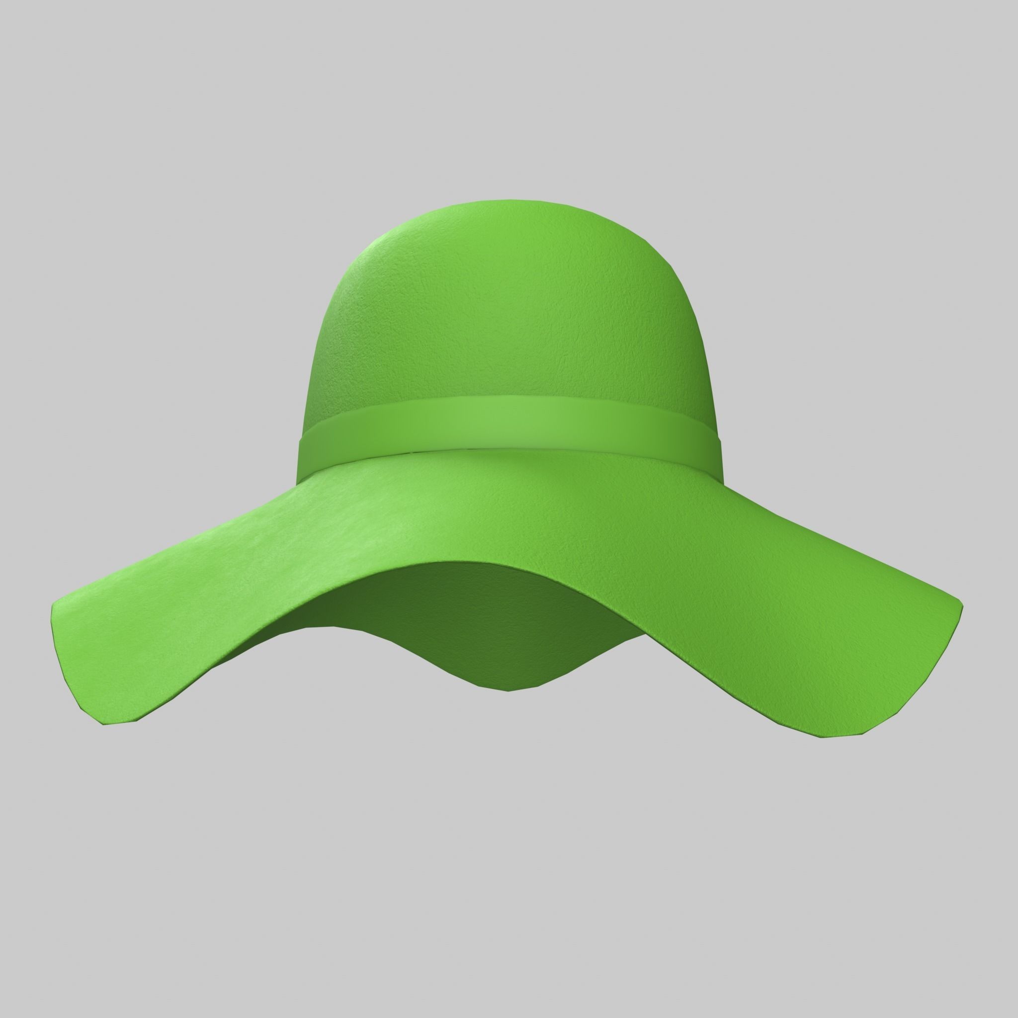 Panama Floppy Hat Green Blue Red Yellow Sun Summer Low-poly 3D model_13