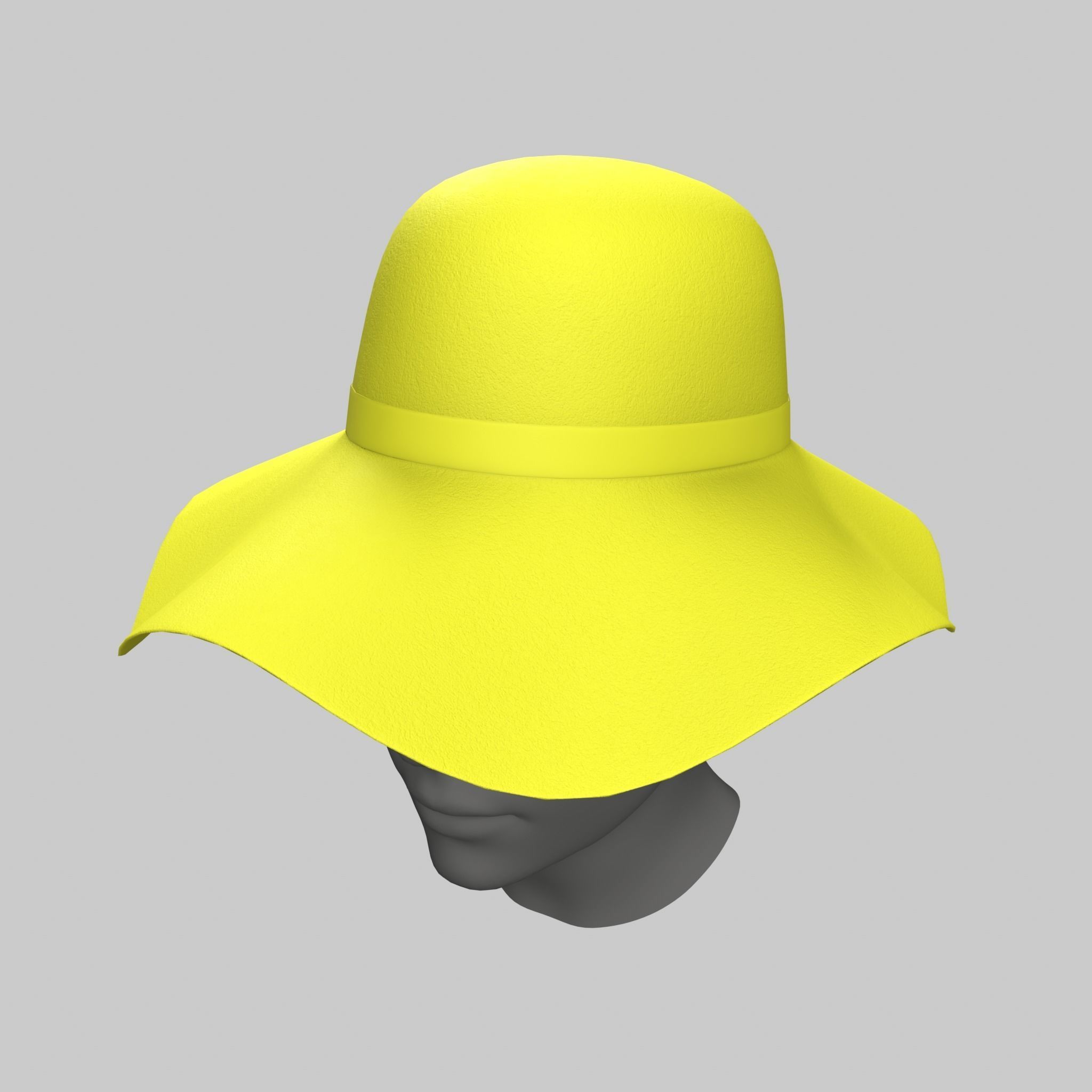 Panama Floppy Hat Green Blue Red Yellow Sun Summer Low-poly 3D model_4