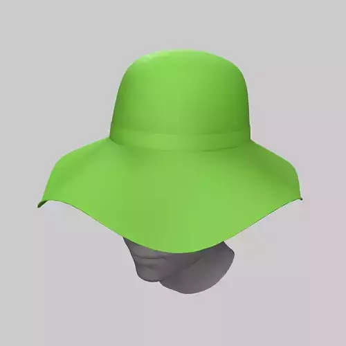 Panama Floppy Hat Green Blue Red Yellow Sun Summer Low-poly 3D model