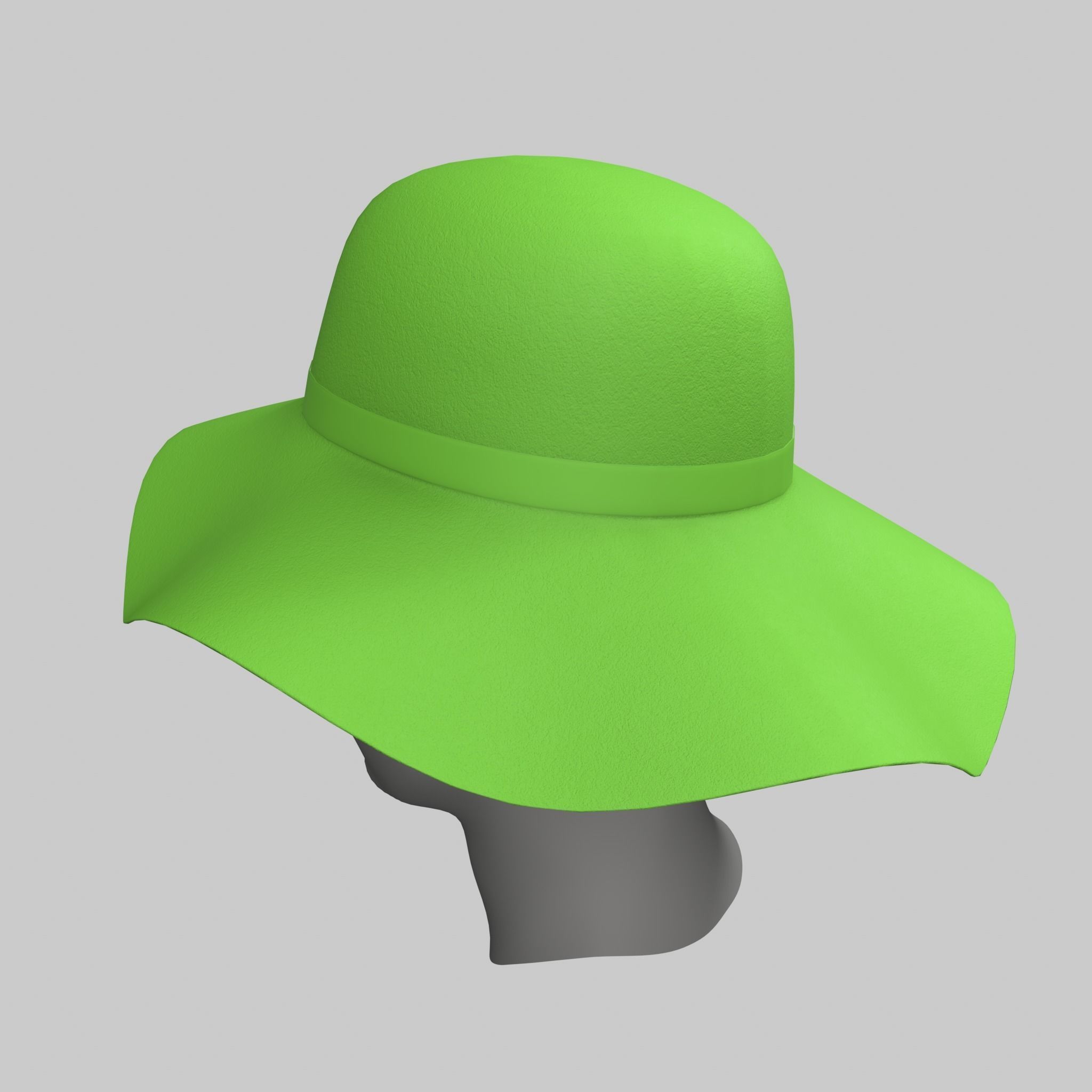 Panama Floppy Hat Green Blue Red Yellow Sun Summer Low-poly 3D model_8